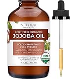 velona Jojoba Oil USDA Certified Organic - 4 fl oz (With Dropper) | Golden, Unrefined, Cold Pressed | Hexane Free
