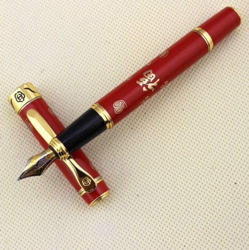 Gullor Senior Fountain Pen HERO 88 Red Jubilant With Golden Chinese 'FU' (Blessing) Iridium Nib + Gift Box