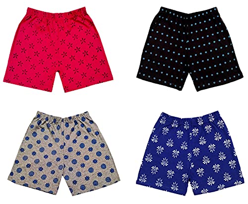 Image of indi weaves Girls Cotton Printed Shorts (Pack of 4)