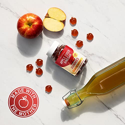 Apple Cider Vinegar Gummies | 1000mg | With The Mother | Support Weight Loss, Immunity, Energy & Detox | Vitamins B9, B12, Beetroot & Pomegranate | Vegan, Non-GMO, Gluten-Free | Apple Flavor | 60 Ct.