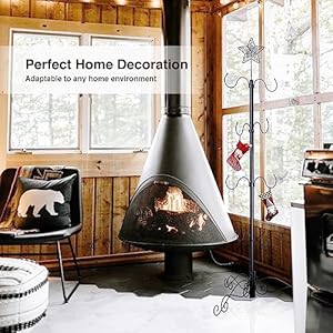 HOHIYA 59 in Christmas Stocking Hanger Freestanding Holder 8 Hangers Adjustable for Scarf Belt Hat Purse Max Loading 40 LBS Black Taiwan Made HOHIYA 59 in Christmas Stocking Hanger Freestanding Holder 8 Hangers Adjustable for Scarf Belt Hat Purse Max Loading 40 LBS Black Taiwan Made