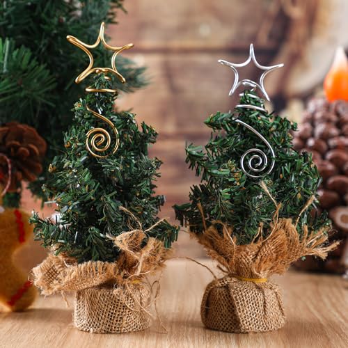 Lenwen 2 Pcs Christmas Mini Star Tree Toppers, Silver Gold Metal Ornament by Lenwen - Used condition - Image 5