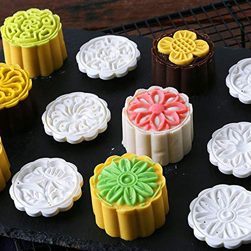 Cookie Press Cake Stamp Bath Bombs Mold Moon Cake Mold With 6 Stamps -Cake Diy Decoration (Style One) #TOP3