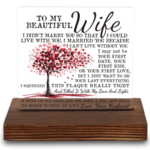 To My Beautiful Wife Love Plaque, Romantic Gift for Spouse, Heartfelt Present Gift for Wife, Transparent Acrylic Plaque, LYY127