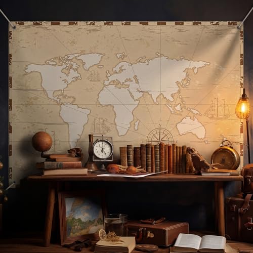 Fondo Fotográfico Vintage Mapa Mundial 7 x 5 ft miniatura 4