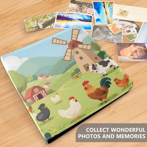 Álbum de fotos Scrapbook Adhesivo DIY Piel PU con diseño de animales de granja, 3 anillos, 40 páginas, tamaño 8x10 para recuerdos miniatura 5
