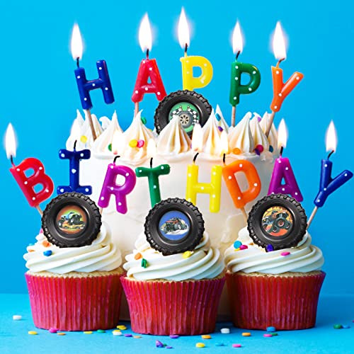 50 Pieces Truck Cupcake Topper Rings Mini Truck Cake Toppers Plastic Truck Birthday Party Supplies For Boys Car Theme Party Decoration, 5 Styles #TOP2