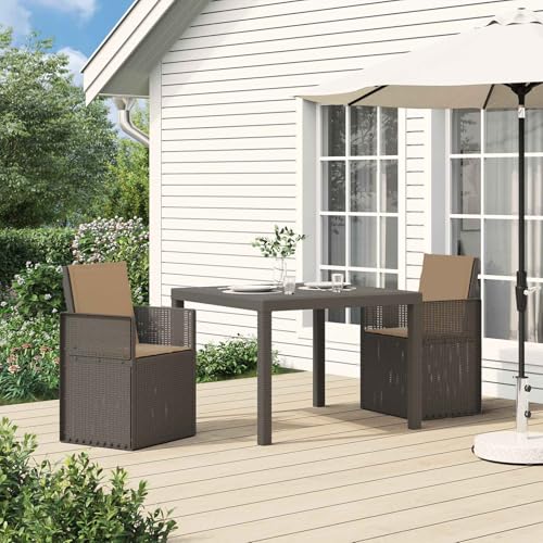 mzdioop Sillas de comedor de jardín, 2 unidades, color gris claro, gris topo, polipropileno, resistentes a la intemperie, plegables con respaldo y reposabrazos, para terraza, balcón, exterior