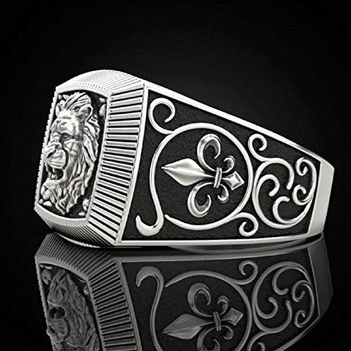 Lion Head Ring For Men, Norse Viking Roaring Lion Ring Vintage Engraved Carved Band Rings, Punk Hip Hop Lion Signet Ring, Lion Totem Amulet Ring, Gothic Animal Lion Jewelry Gift For Men Boys (11) #TOP3