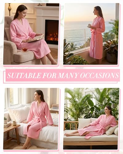 Image of Jecery Waffle Bathrobe and Slippers Bulk Set Spa Robes Hotel Bath Lightweight Thin Commercial Soft for House Shower Party