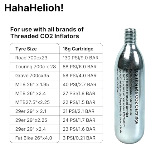 Hahahelioh 16g Threaded CO2 Cartridges,CO2 Cartridges for Bike Tires - Cartridge for CO2 Inflator with Threaded Connection, CO2 Pump for Road and Mountain Bikes - Image 4