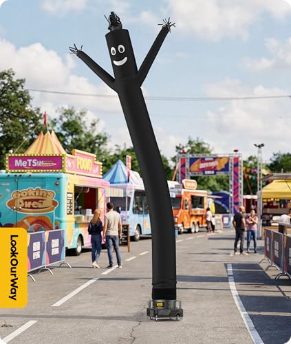 Image of LookOurWay Air Dancers Inflatable Tube Man Attachment - 20 Feet Tall Wacky Waving Inflatable Dancing Tube Guy for Business Promotion - Blower Not Included - Black
