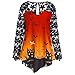 Produktbild Damen Halloween Kostüm,Geili Frauen Mode Halloween Kürbis Druck Spitze Patchwork Asymmetrische Langarm T-Shirt Tops Bluse Damen Große Größe Freizeit Oberteile