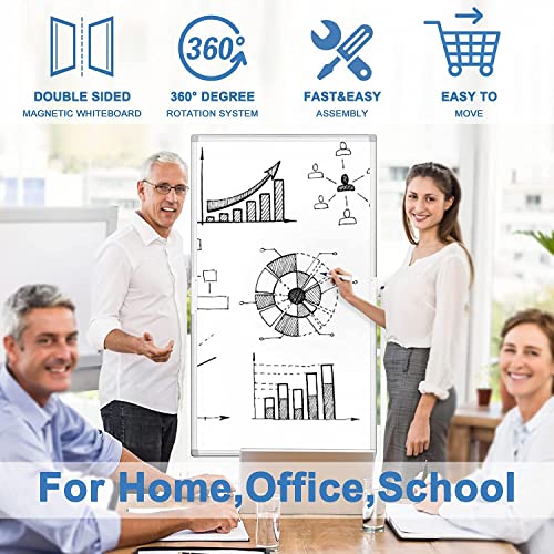 Rolling Whiteboard 40 X 24 Inches Double Sided Standing Whiteboard On Wheels, Mobile Magnetic Dry Erase Board Easel Stand Whiteboard For Home Office Classroom #TOP5