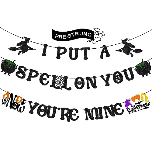 Simife Halloween Decorations - I Put A Spell On You And Now You Are Mine Banner for Halloween Decor, Witch Hocus Pocus Decor