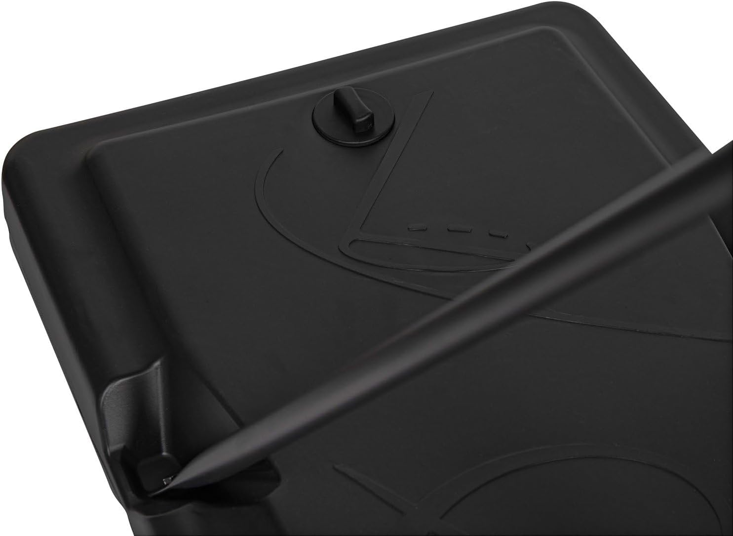 Close-up of the fill cap on the basketball hoop base.