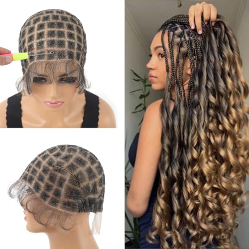 Somo Bella Braided Wigs Cap With Baby Hair Double Full Lace HD Wig Cap for Crochet Braids Wig Cap with Natural Knots Breathable Lace Wigs Caps for Making Wig Glueless Crochet Wig Caps (113knots)