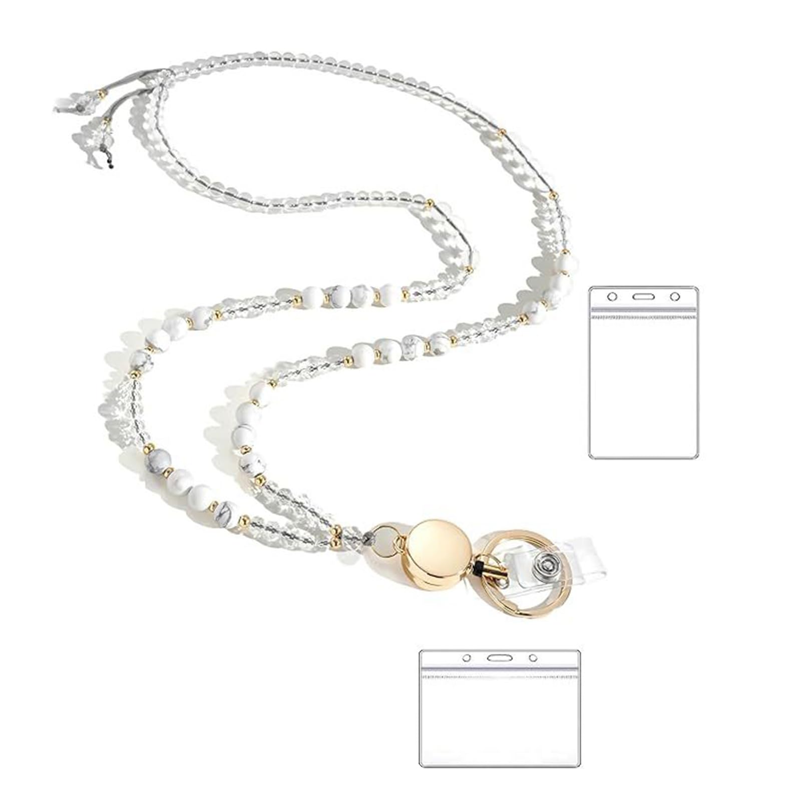 Oxxggkao Beaded Lanyard Necklace For And Badge Card Holder Retractable Lanyards Beaded Badge Card Holder Lanyards Necklace Keychain For Women