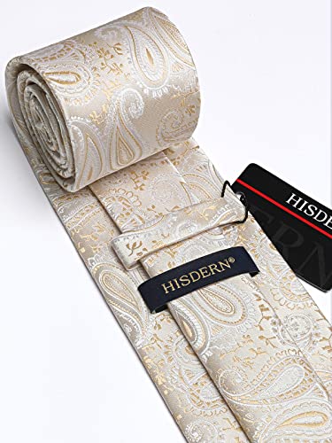 Image of HISDERN Ties for Men Paisley Floral Tie Handkerchief Classic Woven Business Formal Necktie and Pocket Square Set Wedding