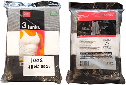 Men's Colored 3 Pack of A-Shirt Tank Tops Case Pack 48