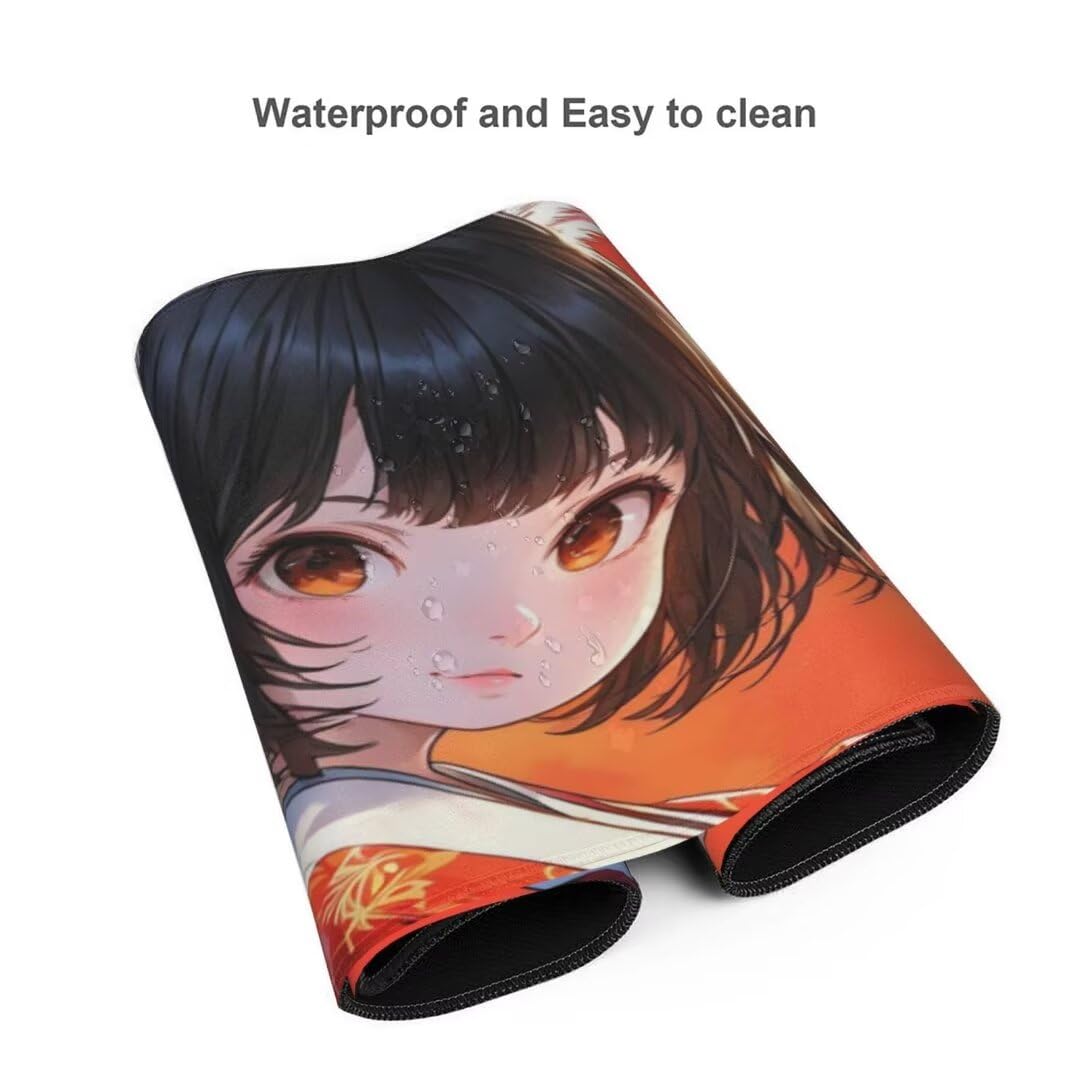 Alfombrilla de ratón 1400x600x3 MM, Alfombrilla Ratón XXL Extendida de Gran Tamaño con Bordes Cosidos, Resiste Salpicaduras, Base de Goma Antideslizante Almohadilla para Teclado, Anime japonés S-10517