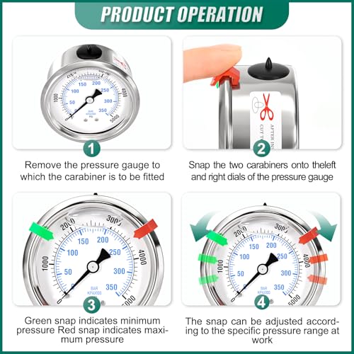 Image of 0-5000psi Stainless Steel Glycerin Liquid Filled Pressure Gauge 1 /4 inch NPT 2.5 inch Face Dial Center Back Mount, for Water, Oil and Air Pressure Testing (with Range Mark Pointer)