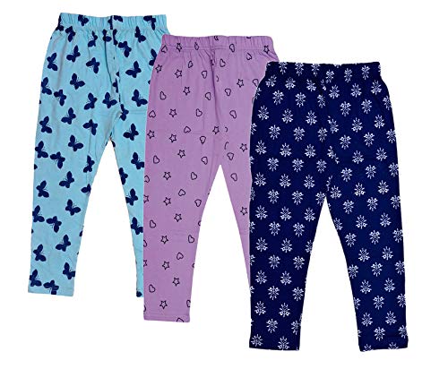 Image of IndiWeaves Girls Regular Fit Cotton Leggings (71800-091112-IW-B-P3-30 Blue, Purple 10 Years-12 Years)