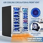Kalamera Wine and Beverage Refrigerator, 24 inch Wine Fridge Dual Zone Hold 21 Bottles and 77 Cans,Built in or Under Counter Wine Fridge with Blue LED Light - Image 3