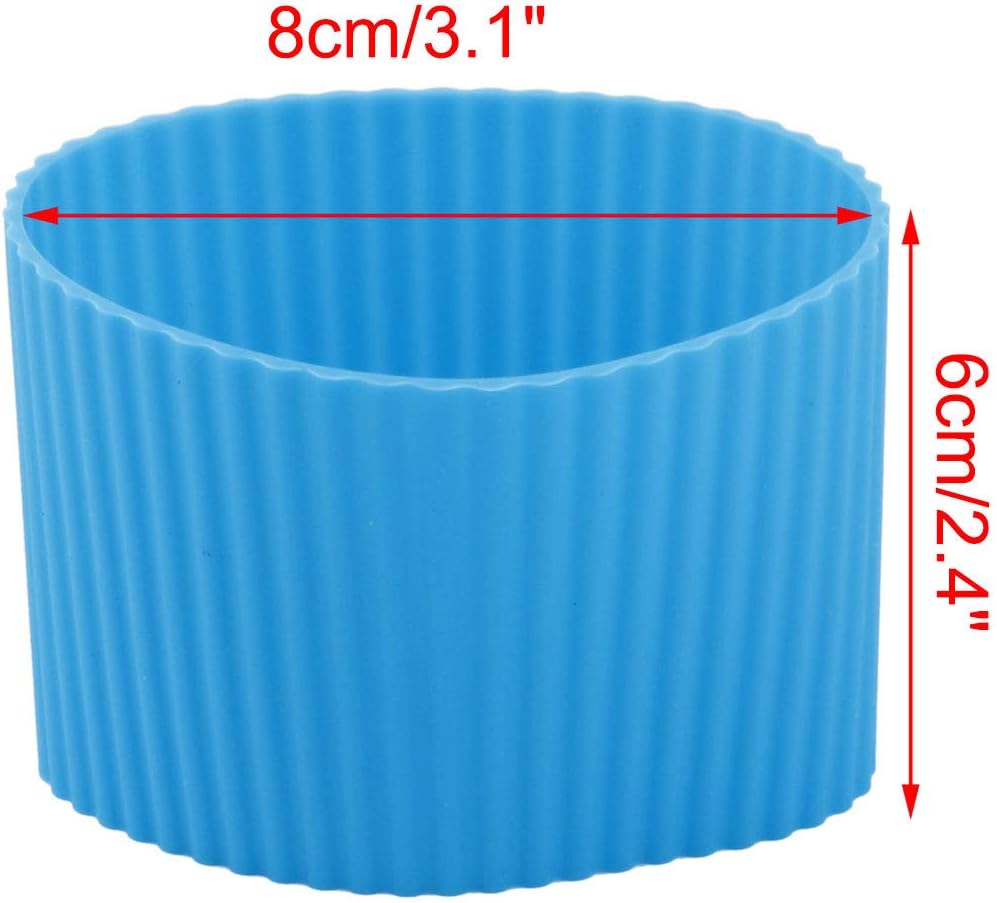 sourcingmap Silicone Nonslip Glass Bottle Mug Cup Sleeve Protector Cover Blue, 8 x 6cm/3.1" x 2.4" - Image 3