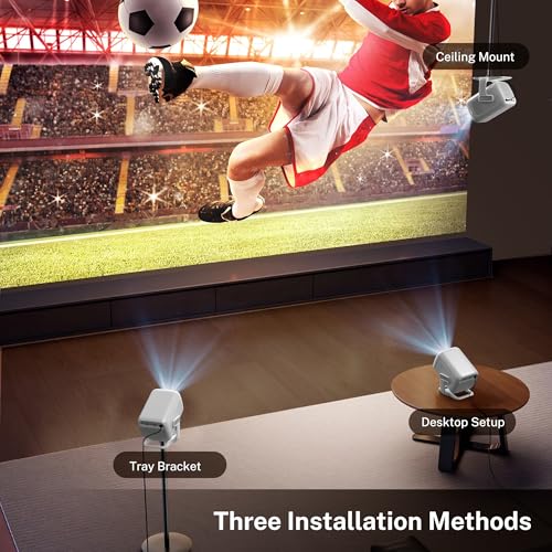 [1080P Natif/Auto Focus] Intelligent Vidéoprojecteur 4K avec WiFi 6 et Bluetooth 5.4 Mini Smart Projecteur Rotation 270° Auto Keystone Portable Projector Compatibile avec HDMI/USB/iPhone