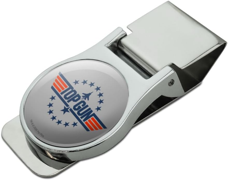 GRAPHICS & MORE Top Gun Star Logo Satin Chrome Plated Metal Money Clip