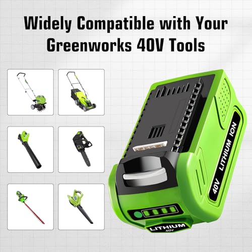 Image of 1Pack 6000mAh 29472 Battery Replacement for Greenworks 40V Battery 29462 29252 20202 22262 25322 Cordless Tools (Green)