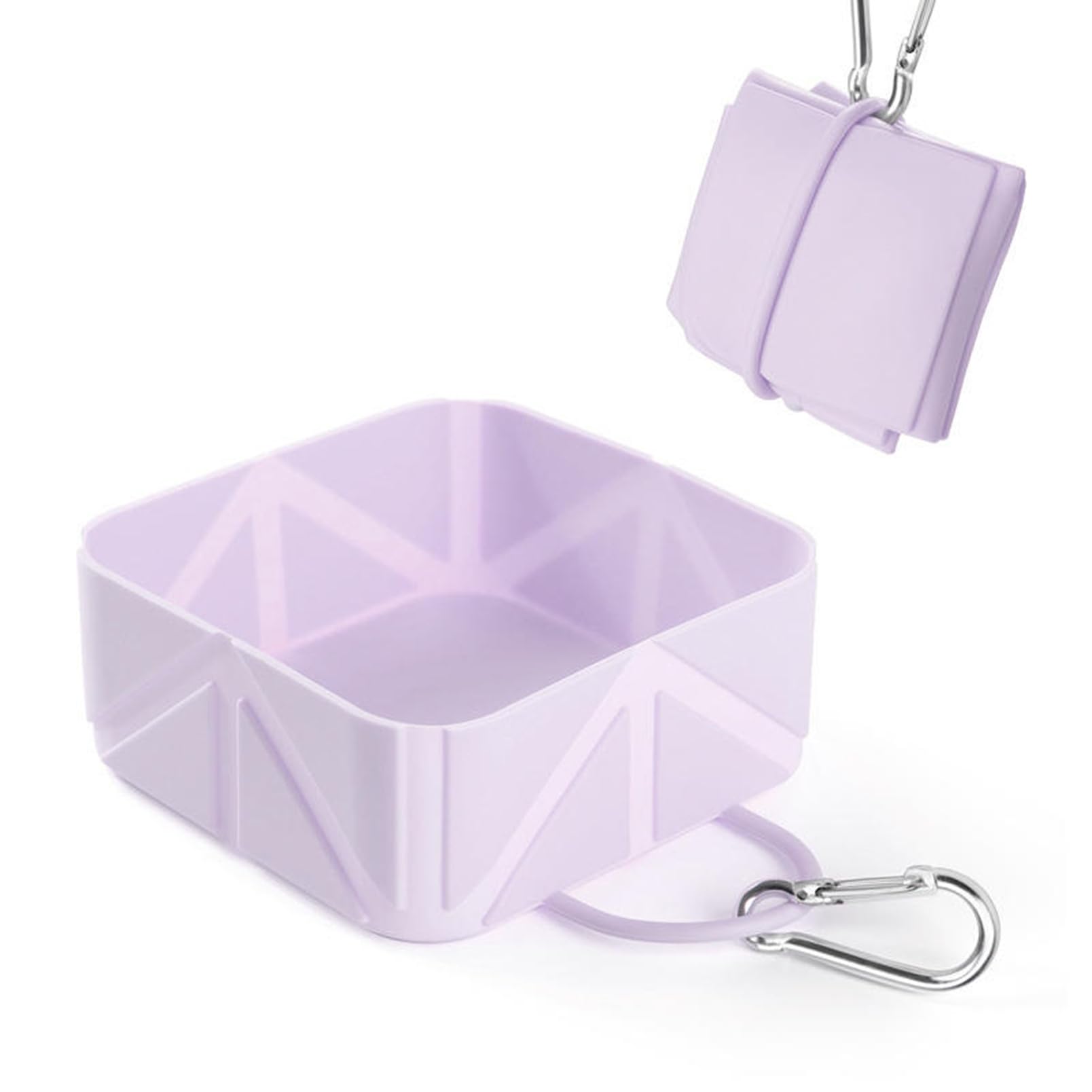 OAIEU Pet Collapsible Bowls For Cats Dogs Portable Silicone Pet Feeding Watering Dish For Walking Parking Traveling With Carabiner(Purple)
