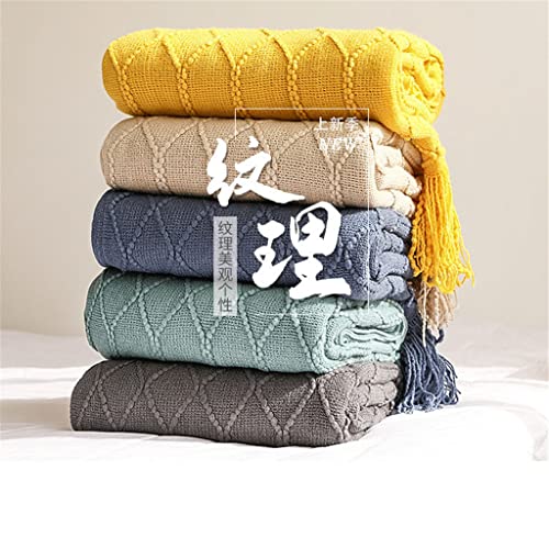 Couverture tricotée pour canapé plaid argenté à franges - 3