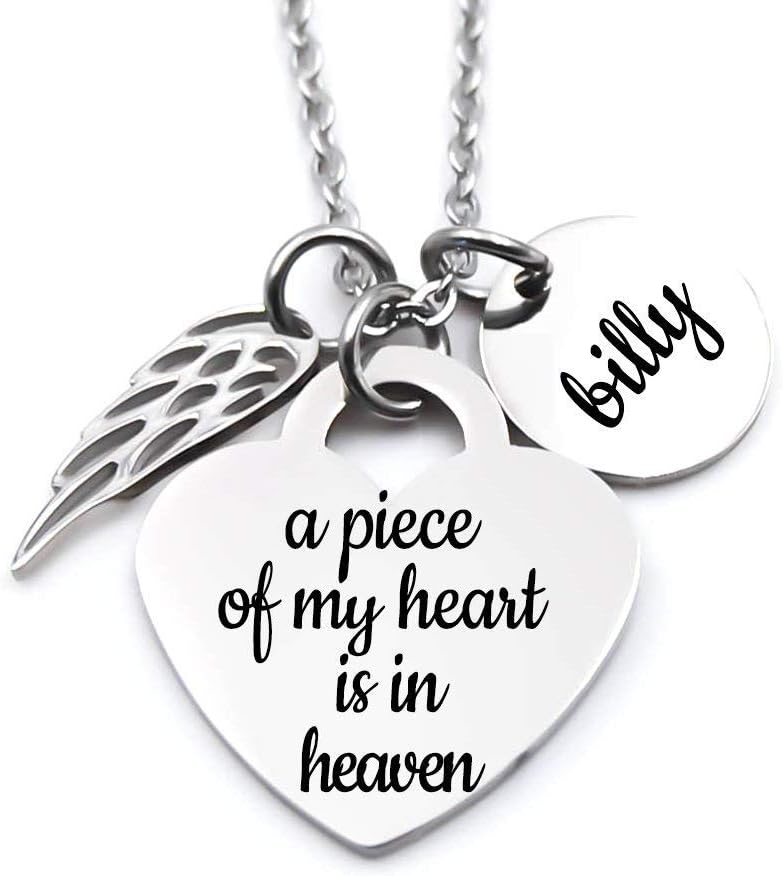 Memorial Jewelry, Stainless Steel Pendant, Necklace,A Piece of my Heart is in Heaven, Child loss, Loss of Loved One