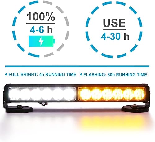 Miniatura 3 de FOXCID Barra de luz intermitente estroboscópica de advertencia de peligro de emergencia de 24 LED, batería inalámbrica con base magnética y enchufe