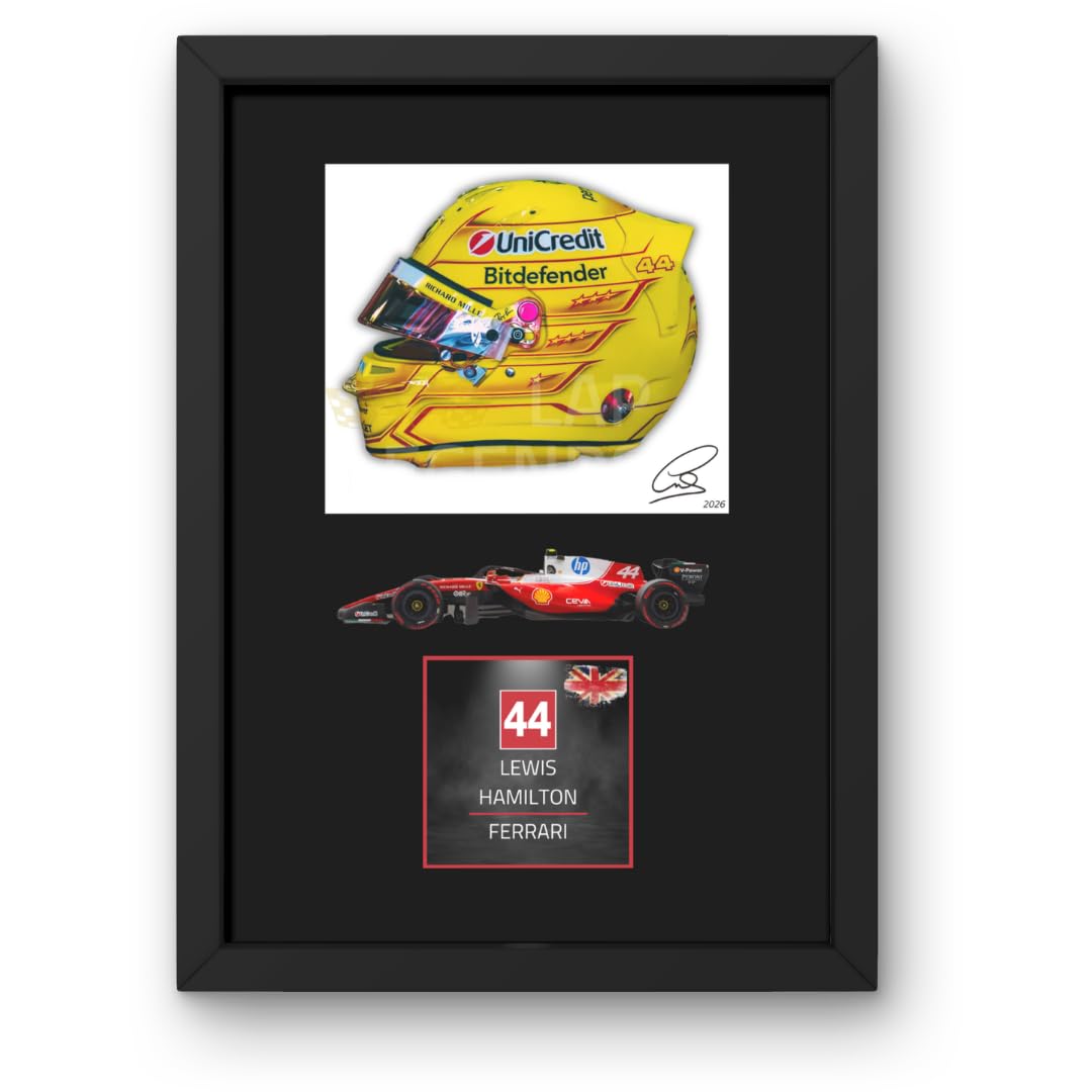 Lap Legends Red Multicolour Lewis Hamilton 2026 Framed Display Gift With Reproduced Digital Signature (Car)