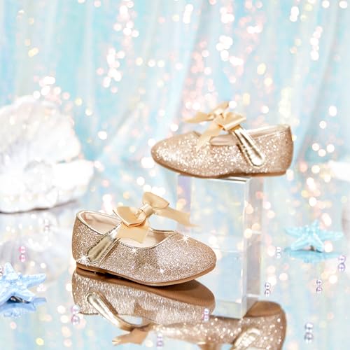 Image of PHIRAMIN Tollder Girl Dress Shoes - Little Girl Ballet Flats for Wedding Party