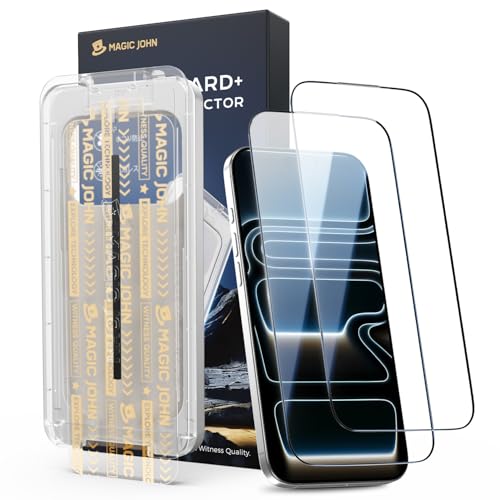 Image of MAGIC JOHN 3rd Gen Upgraded 2 Pack for iPhone 17 Pro Screen Protector 6.3 Inch, HD Clear, Shatterproof Tempered Film, Auto Dust-Elimination, Bubble Free, Easy Installation