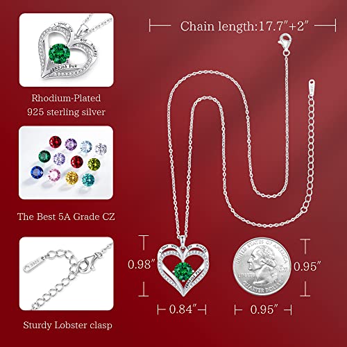 Louisa Secret Love Heart Birthstone Necklaces For Women, 925 Sterling Silver Women Pendant Necklace, Mother’s Day Birthday Anniversary Jewelry Gift For Woman Mother Mom Wife Her Girlfriend Girl #TOP5