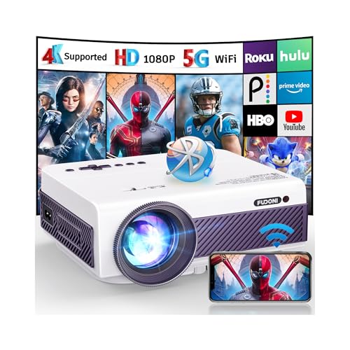 FUDONI Native 1080P WiFi Bluetooth Projector, Full HD Portable Outdoor Movie Projector, Built-in...
