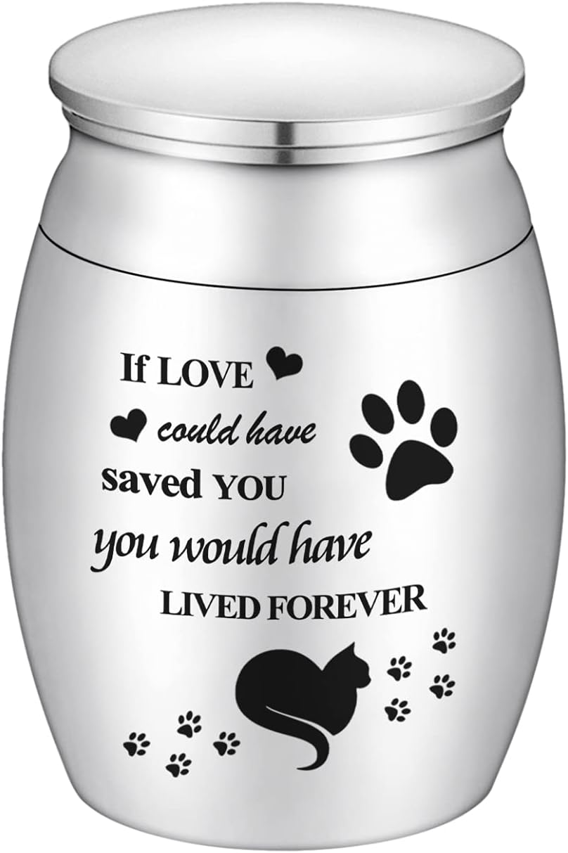 Small Cat Urn for Ashes 1.57 Inches Tiny Cremation Urn Mini Pet Paw Keepsake Stainless Steel Mini Urn for Cat Ashes Holder