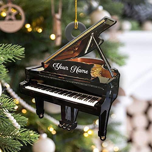 Piratify Personalized Musical Instruments Ornament, Piano Ornament Custom Wood Piano Christmas Ornament, Piano Ornaments for Christmas Tree 2022 Pine Decorations for Kid Couple Friends Family, Red