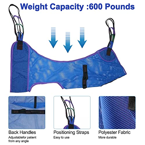 Universal Full Body Mesh Lift Sling with Commode Opening,Polyester Slings for Patient Lifts -Compatible with Hoyer, Invacare, McKesson, Drive, Lumex, Medline, Joerns (2X-Large) - Image 4