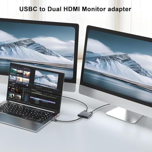 Image of MICROWARE USB C to Dual HDMI Adapter,Dual Monitors Adapter 4K@60Hz Digital Sync Screen Connect Compatible with iPad Pro MacBook Pro, Chromebook Huawei Matebook, Dell XPS Series