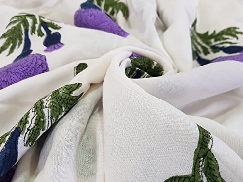 Tissu de coton traditionnel de Jaipur, impression artisanale indienne pour rideaux - 4