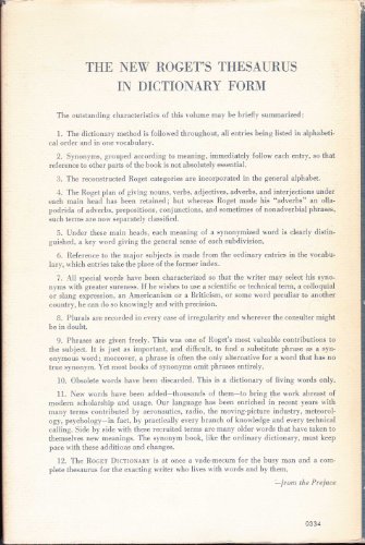 The New Roget's Thesaurus In Dictionary Form (T... B000HEBH56 Book Cover
