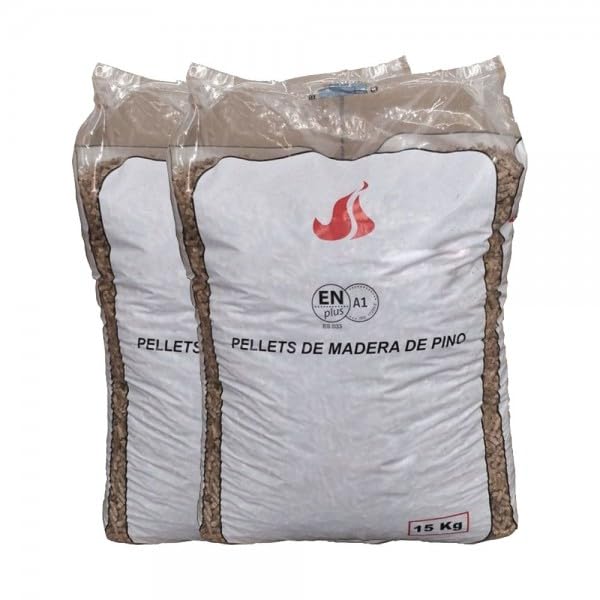 Sacos de Pellets Din Plus A1 15kg de madera 100% conífera 100% natural, para estufas y calderas de biomasa 6mm – HP5