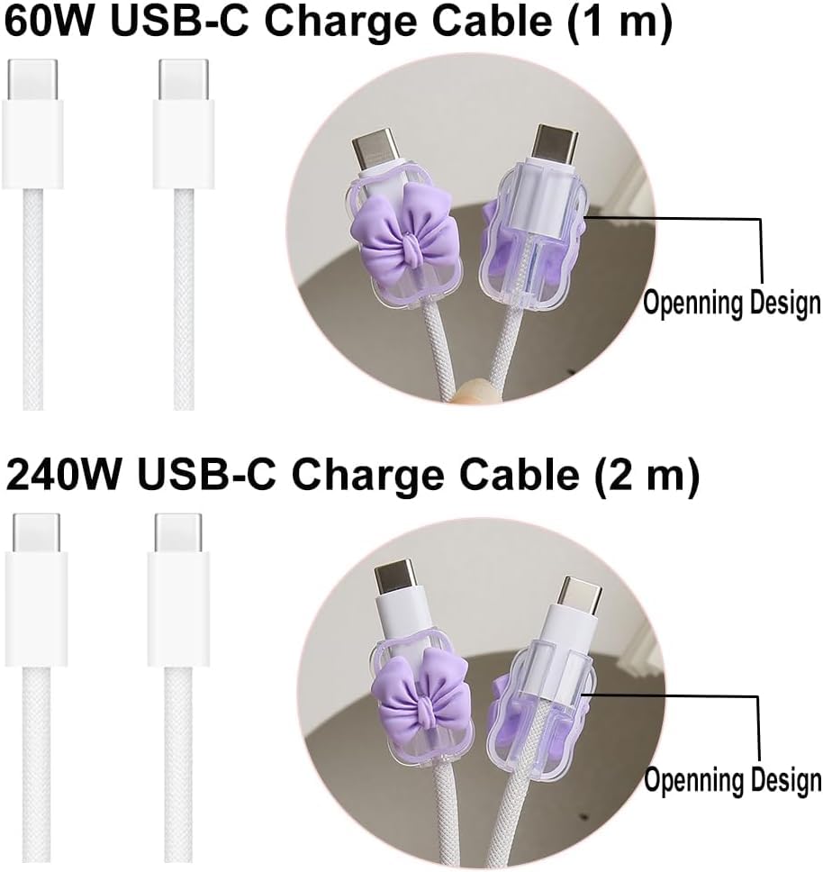 Image of FACTOTECH Case for MacBook & iPad Charger, 29w 30w 35w Charger Case, Travel Cord Organizer, Accessories (for Apple 29w 30w 35w Adapter)-Purple Bow