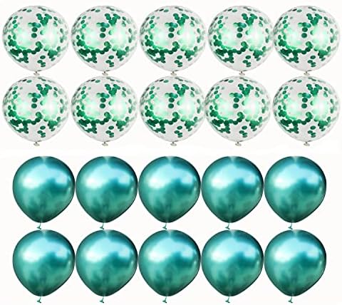 Ainmto 50pcs Blue Metallic Confetti Balloons 12 inch Helium Chrome Balloons for Party Decoration